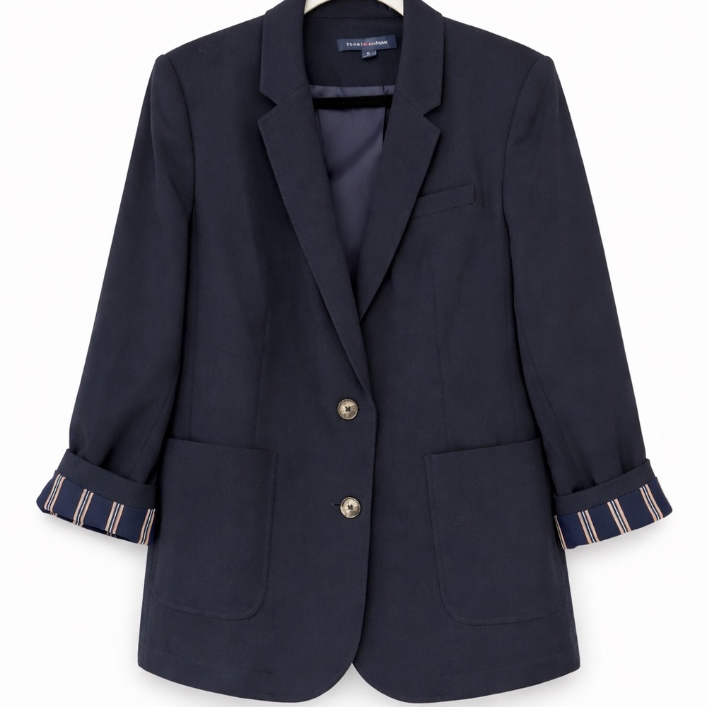 Tommy Hilfiger Navy Blazer with Striped Cuffs